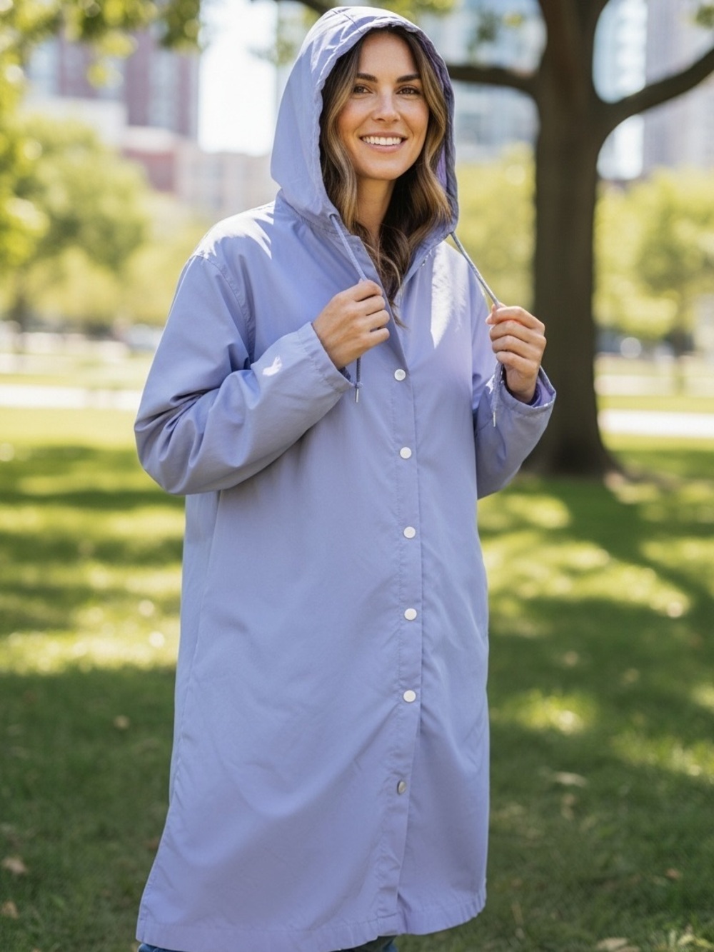 Solumbra -  Sun protection-Light Lavender hoodie with Yellow Logo Tag